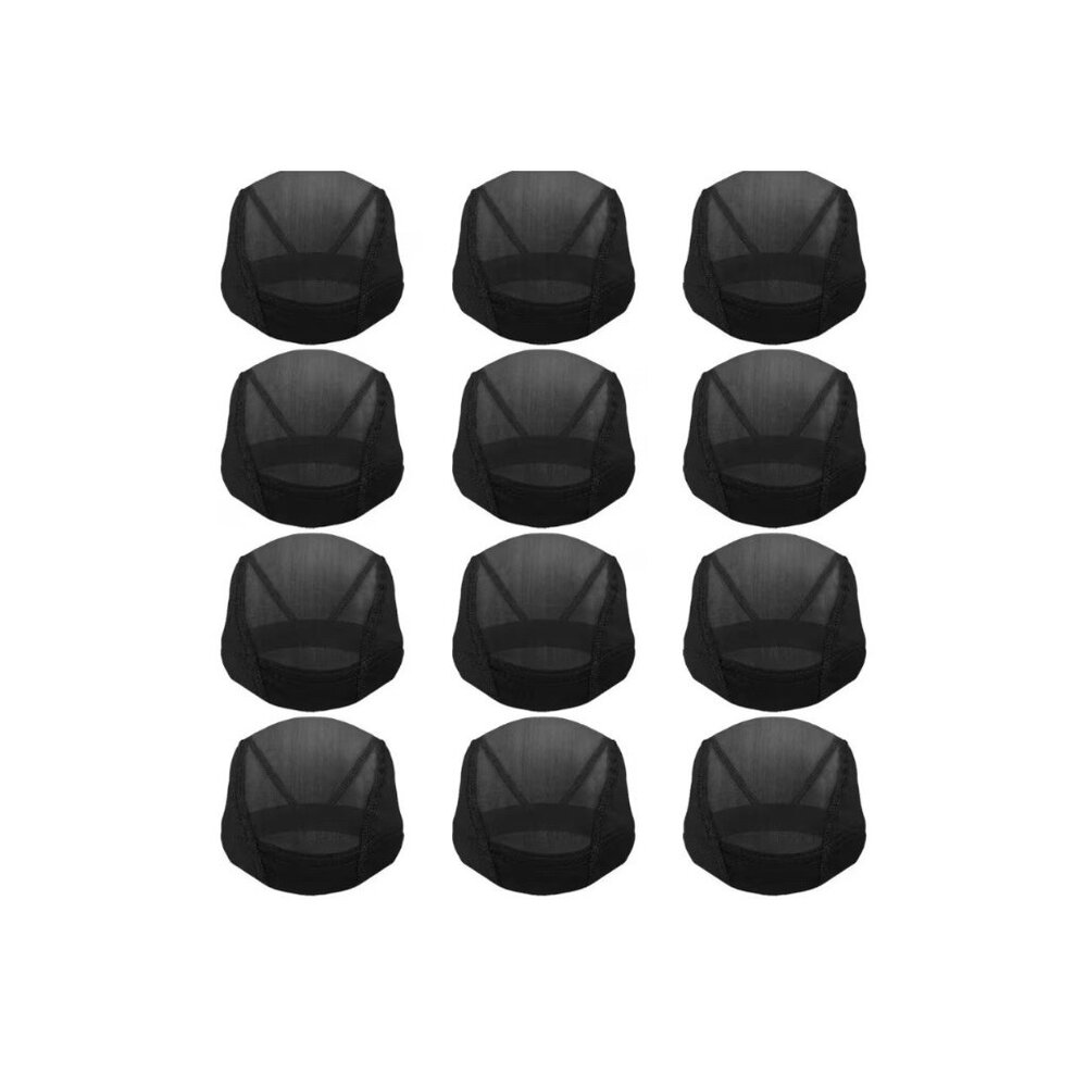 12 PCS/Lot Black Mesh Dome Wig Cap Stretchable Hairnets Breathable